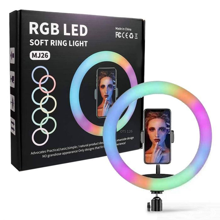 MJ26 10.2" RGB LED Soft Ring Light – 25W Dimmable Selfie Ring Light with Multi-Color Modes - Binnoor Collection