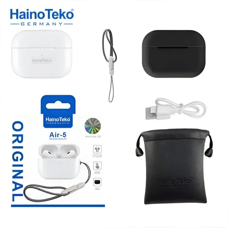Haino Teko GERMANY Air-5 Bluetooth Earbuds – Premium Sound, Deep Bass, ENC & ANC Noise Cancellation - Binnoor Collection