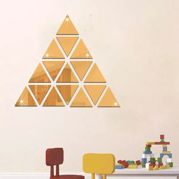 Luxury Triangular Mirrored Wall Decals (16 Pcs) - Binnoor Collection