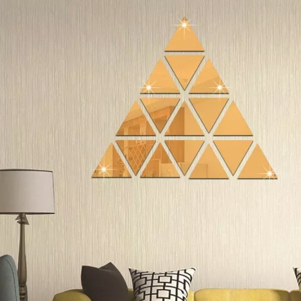 Luxury Triangular Mirrored Wall Decals (16 Pcs) - Binnoor Collection