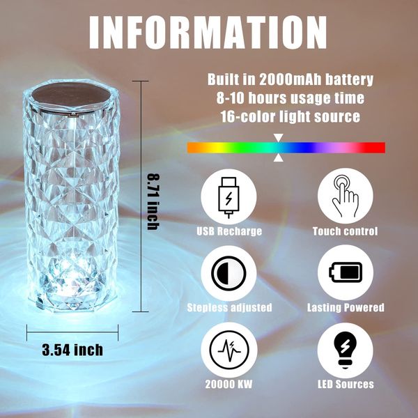Dazzling Crystal Diamond Lamp - Illuminate Your Space - Binnoor Collection