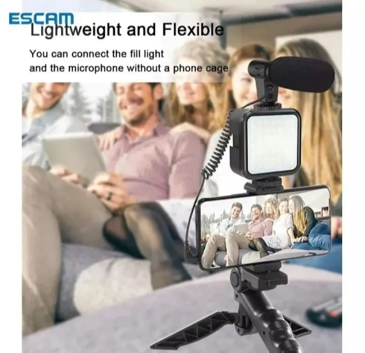 AY 49 All-in-One Video Creation Kit – Tripod, Microphone, LED Light, and Mobile Holder for Perfect Vlogs" - Binnoor Collection