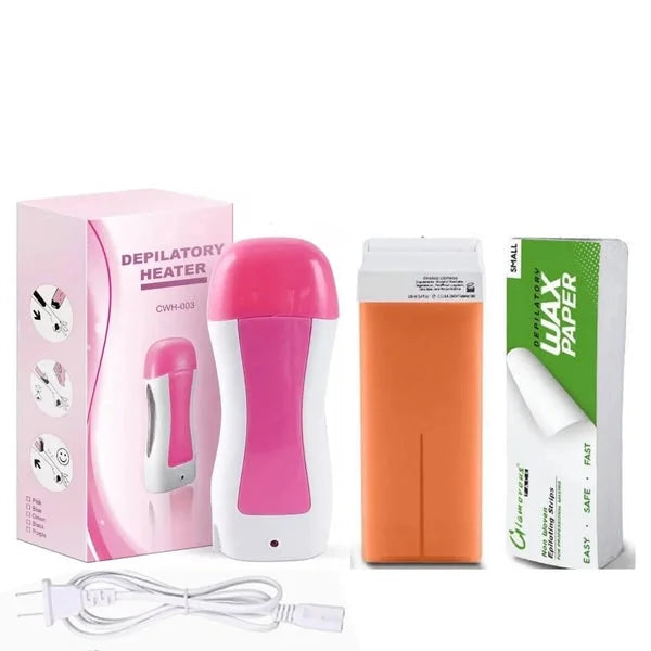 3 In 1 Wax Depilatory Refill Machine With Roller Wax - Binnoor Collection