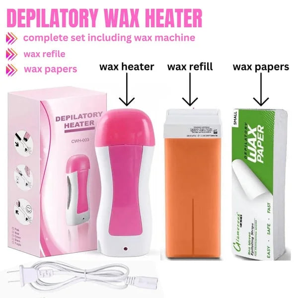 3 In 1 Wax Depilatory Refill Machine With Roller Wax - Binnoor Collection