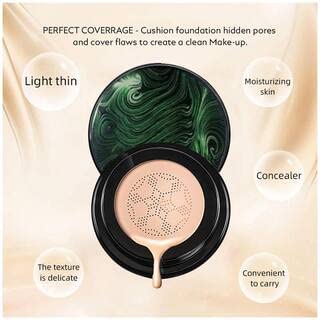 TYAGEN-II Sunisa 3 in 1 CC and BB Water Proof Foundation Concealer Cream with Air Cushion Mushroom - Binnoor Collection