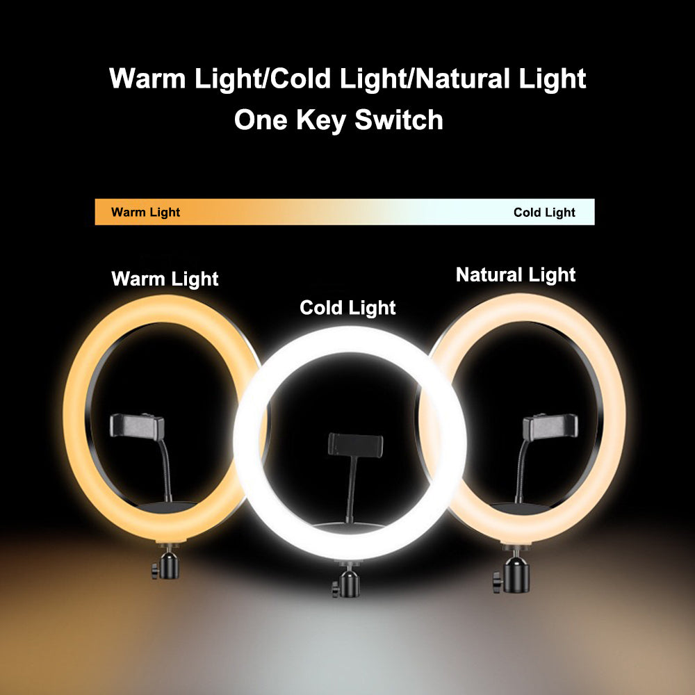MJ33 13" RGB LED Ring Light – Multi-Color Rainbow & Off-White Light with Phone Clip (Without Stand) - Binnoor Collection