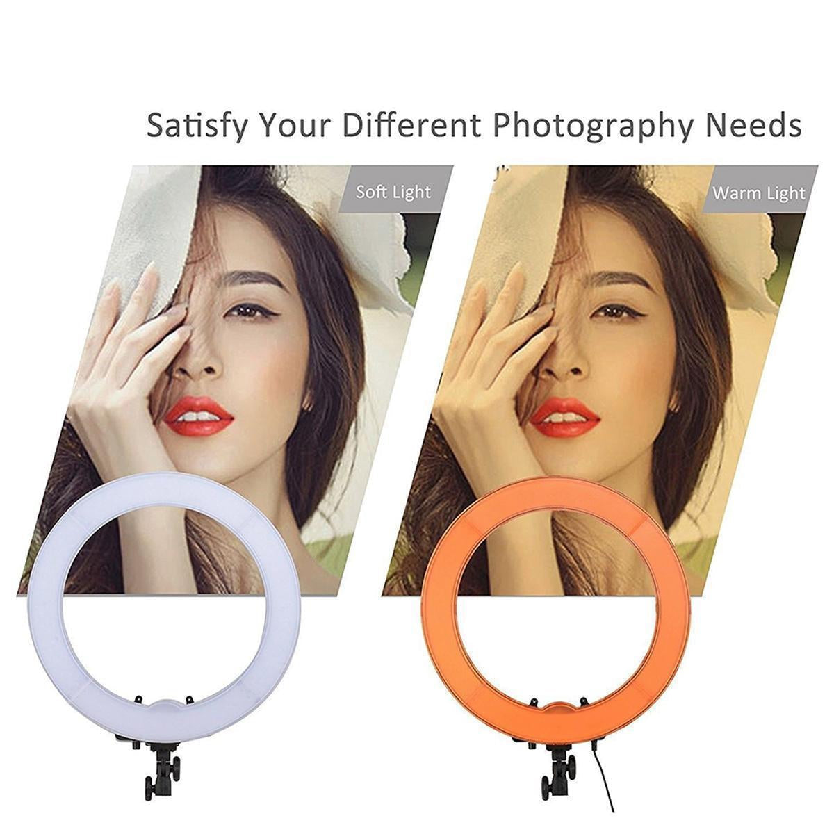26CM Selfie LED Ring Light with Ball Head & Mobile Holder – 3-Color Brightness, Dimmable (Stand Not Included) - Binnoor Collection