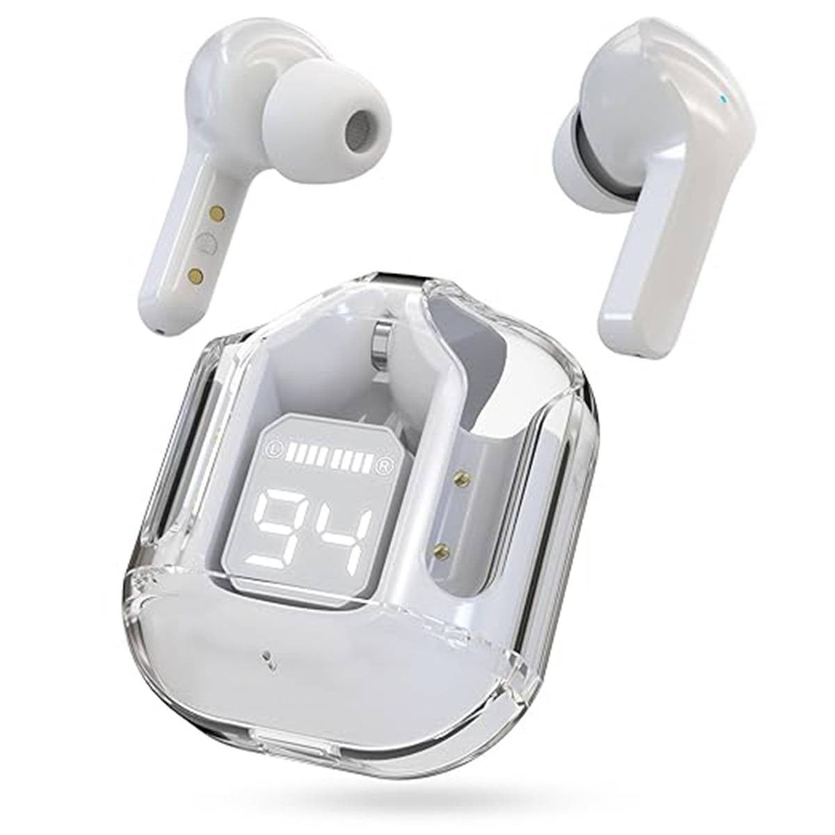 Air 31 TWS Wireless Earbuds – Transparent Bluetooth Earbuds, Airpods Style, Noise-Canceling, Premium Sound Quality with Free Pouch & Lanyard - Binnoor Collection