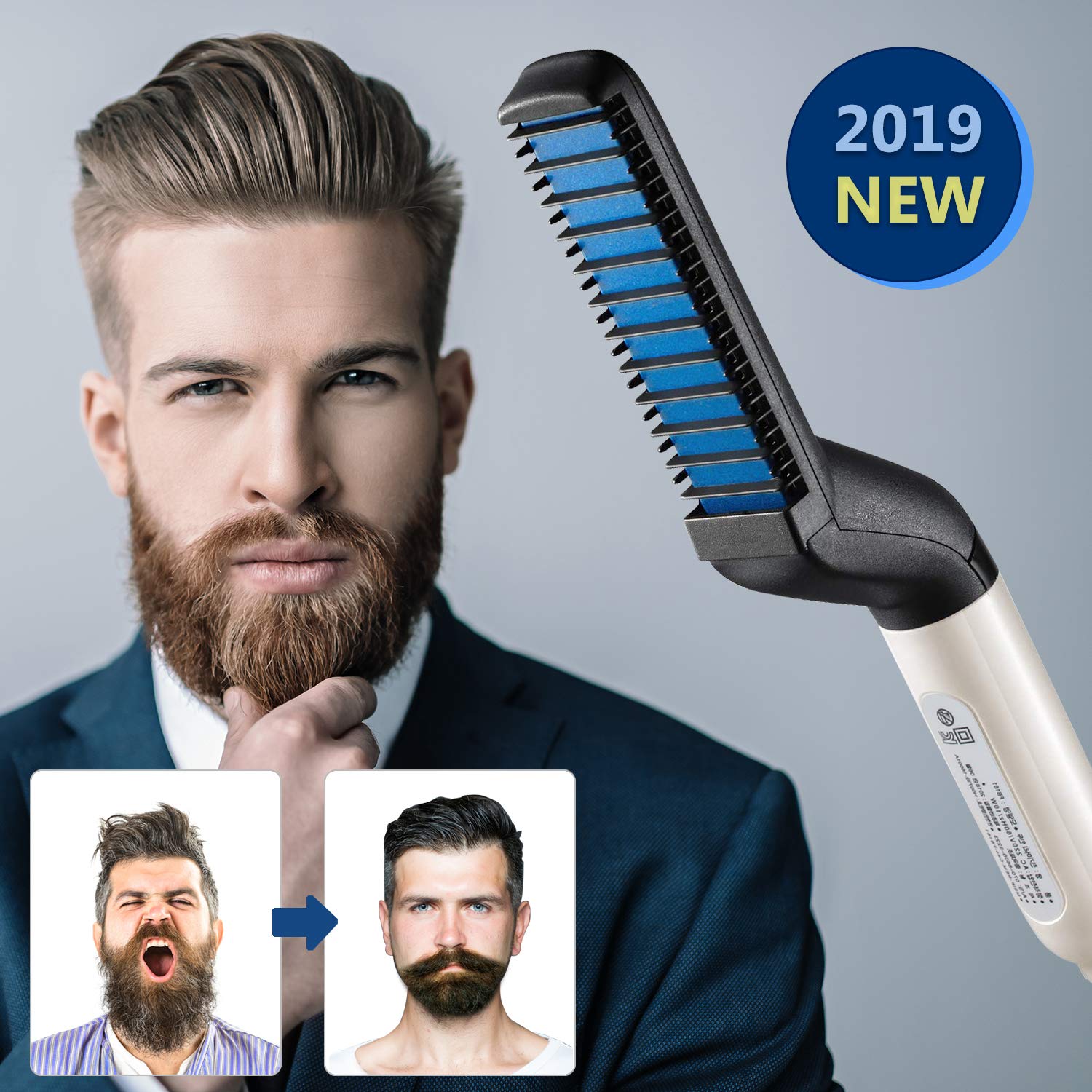 Hair Straightener For Men Multifunctional Comb Curling Electric Brush Beard Comb - Binnoor Collection