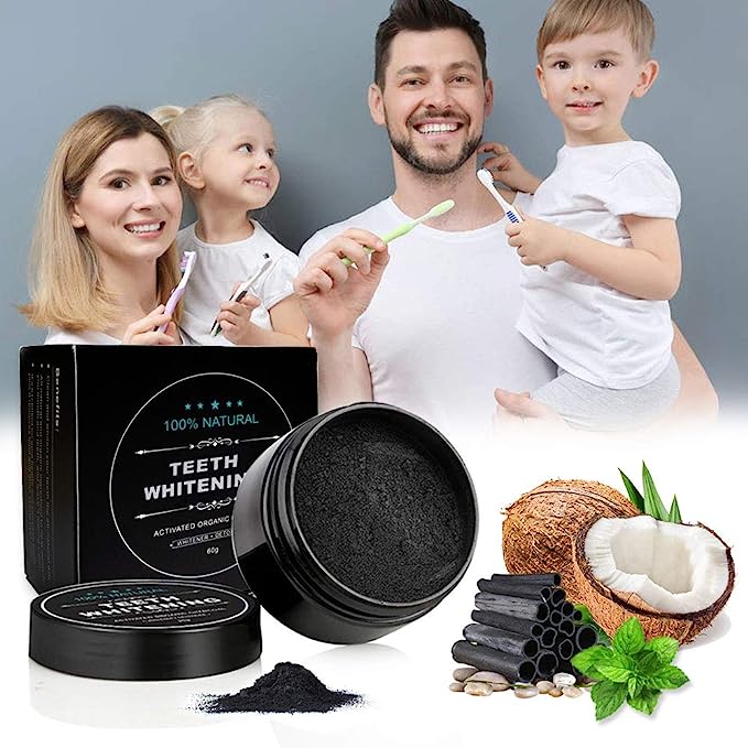 Activated Char coal Powder Teeth Whitening, Skin Detox, Facial Mask & Internal Cleanse- 60g - Binnoor Collection