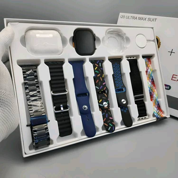 i20 Ultra Max Smartwatch with Earpods Pro 2 & 7 Premium Interchangeable Straps - The Ultimate Tech Bundle - Binnoor Collection