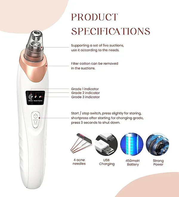 Electric Blackhead Remover Pore Vacuum Sucction machine - Binnoor Collection