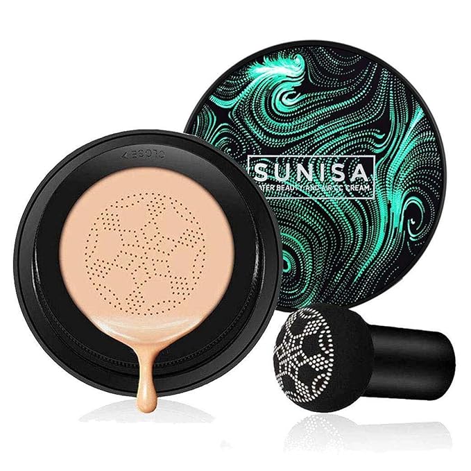 TYAGEN-II Sunisa 3 in 1 CC and BB Water Proof Foundation Concealer Cream with Air Cushion Mushroom - Binnoor Collection