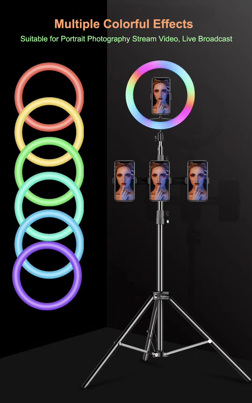 MJ36 14.1" RGB LED Ring Light – Multi-Color Beauty Fill Light with Phone Clip (Stand Not Included) - Binnoor Collection