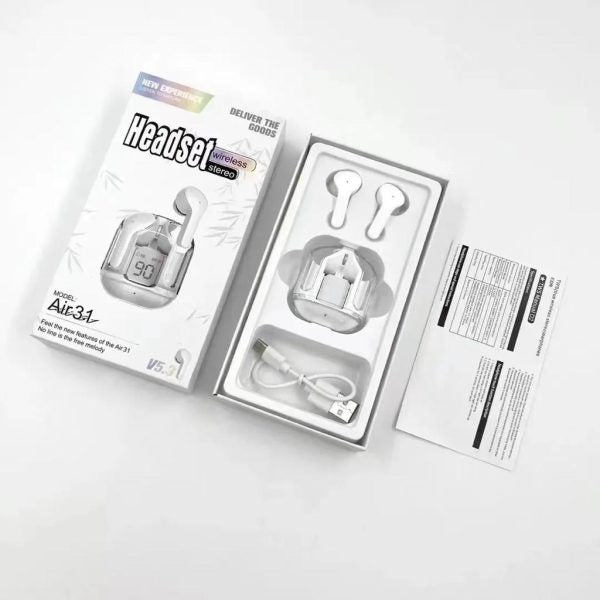 Air31 Earbuds Wireless Crystal Transparent And Bluetooth - Binnoor Collection