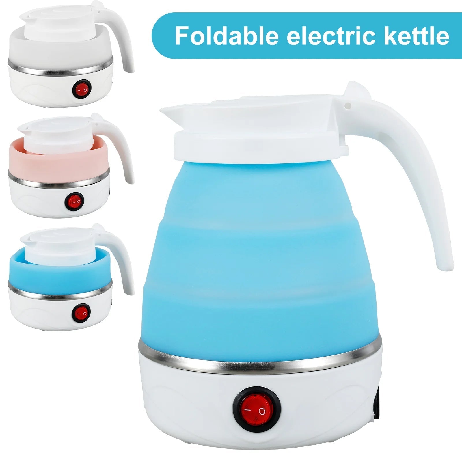 Mini Folding  Electric Kettle Portable Leakproof Silicone 600ml 600W - Binnoor Collection