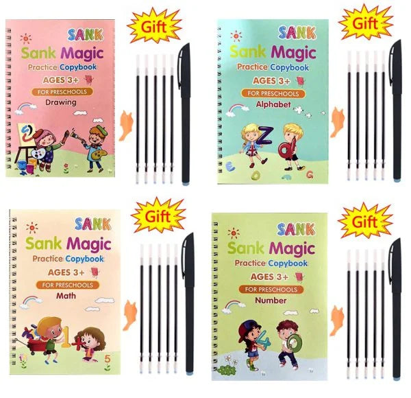 Magical Calligraphy Adventure 4-Piece Set with 10 Refillable Copybooks - Binnoor Collection
