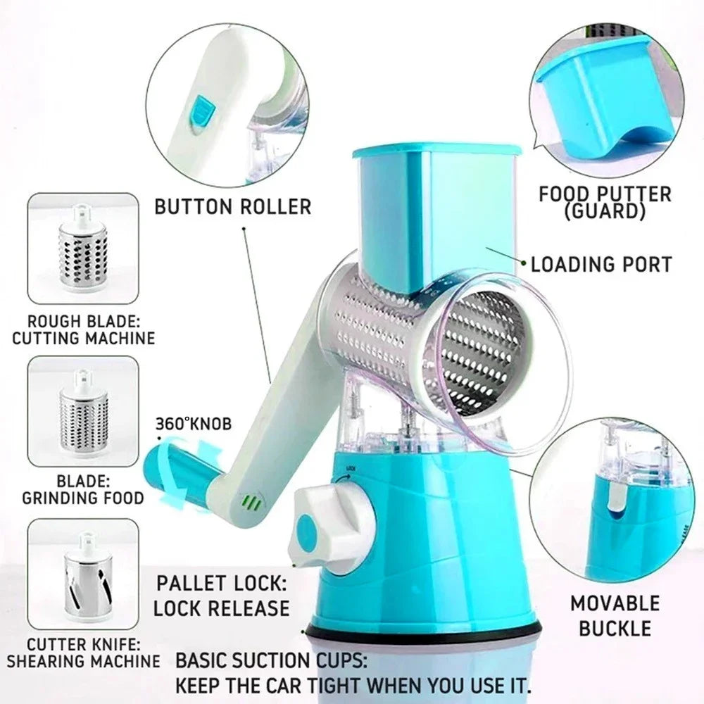 Multi-function 3 in 1 Drum Vegetable Cutter Slicer - Binnoor Collection