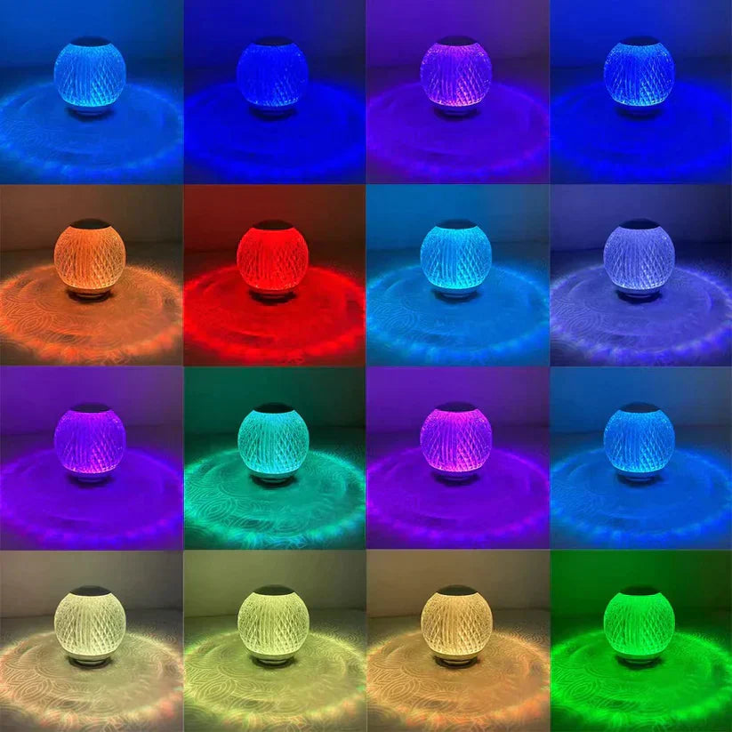 16 COLOUR RGB ROUND SHAPE GLASS LAMP - Binnoor Collection