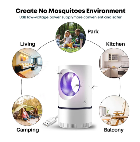 Electric Mosquito Trap Blue Light Mosquito Killer Lamp With USB Power Suction Fan No Zapper Child Safe - Binnoor Collection