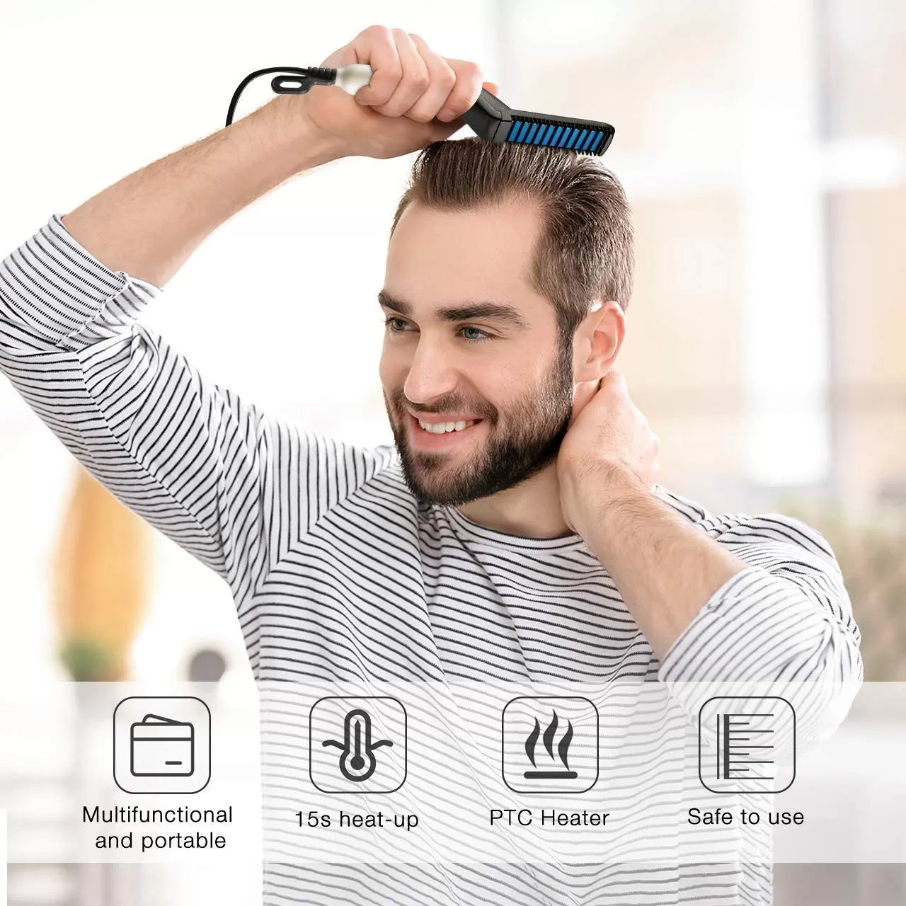Hair Straightener For Men Multifunctional Comb Curling Electric Brush Beard Comb - Binnoor Collection