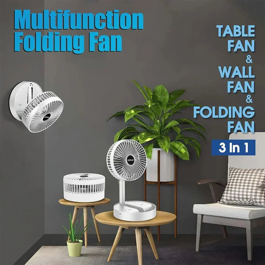 Portable Electric Mini Fan Foldable Telescopic fan with high Battery Life - Binnoor Collection