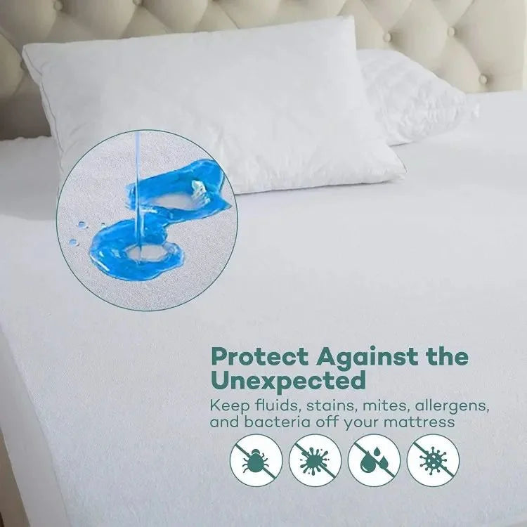 Waterproof Double Bed Mattress Cover Material Cotton Color Random 6 By 6.5 Feet - Binnoor Collection